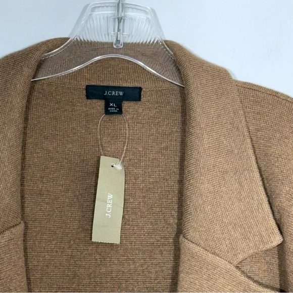 NWT J Crew Ella Open Front Long Sweater Blazer Coat XL in Dark Camel Tan AD753 - Picture 9 of 15